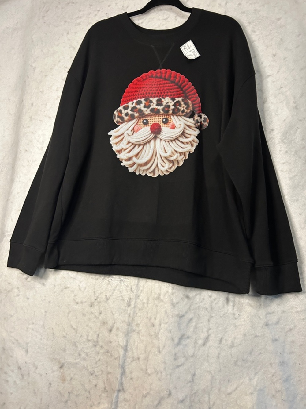 New Time and Tru XXL Black Christmas Santa Graphic Pullover Sweatshirt Sweater